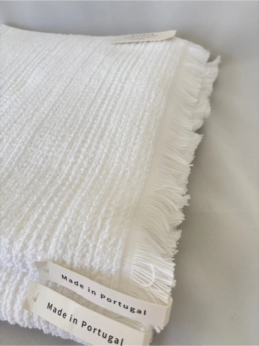 NWT Bianca White Bath Towels Set of 2 Luxury Spa with Frill Made in Portugal